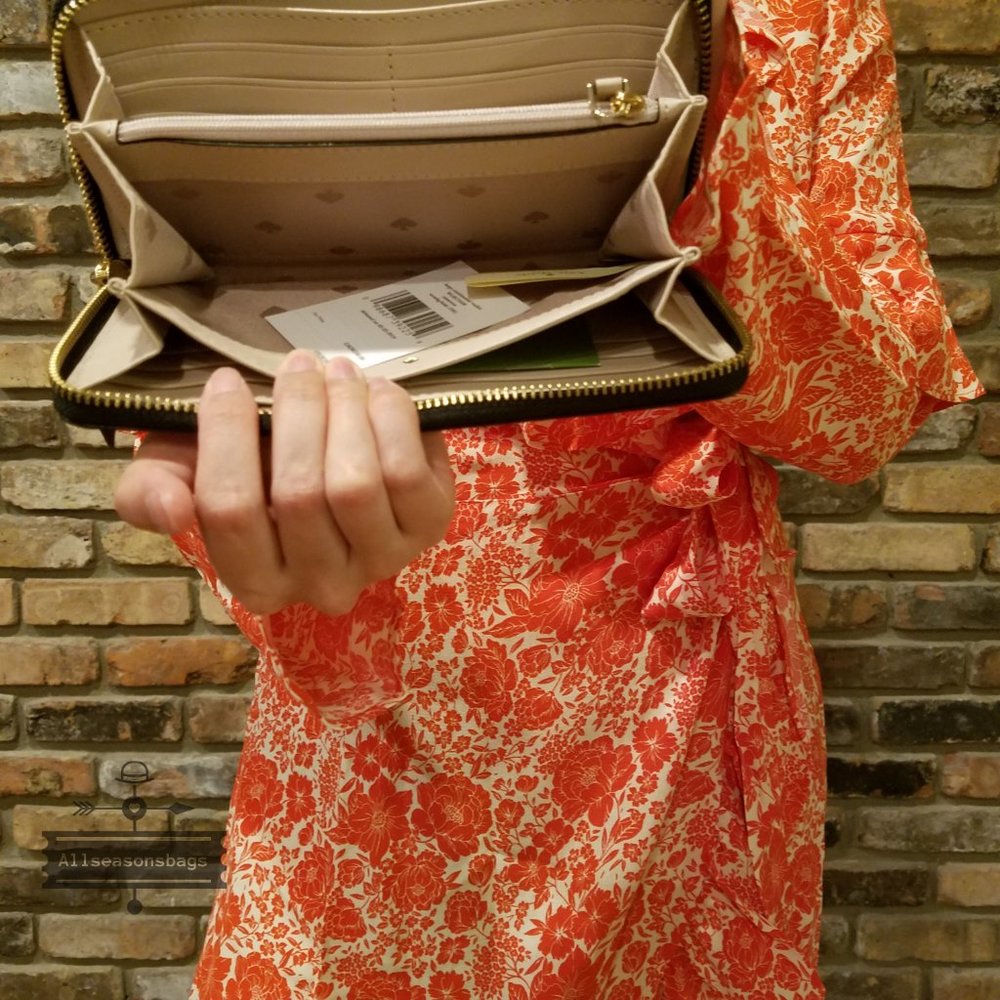 Kate Spade Large Continental Wallet Black Beige - Picture 5 of 8